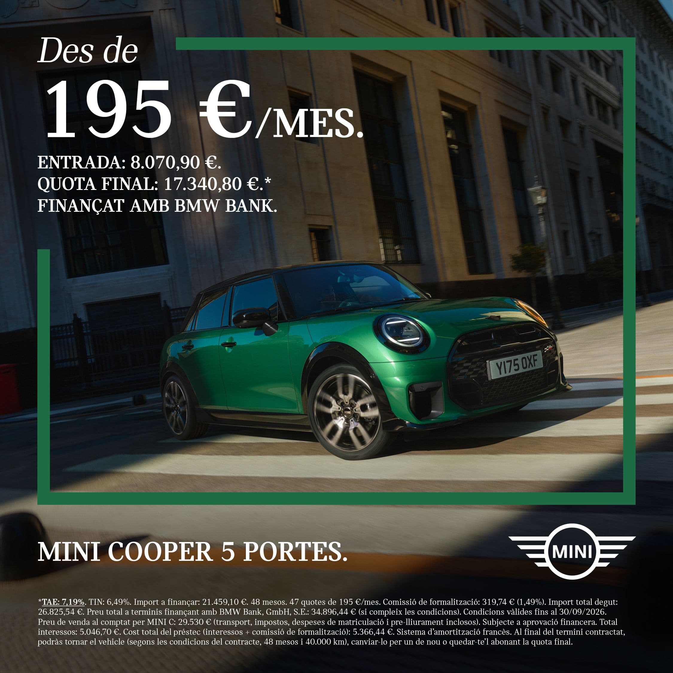 ACONSEGUEIX EL TEU NOU MINI COOPER 5 PORTES A OLIVA MOTOR!💚